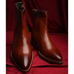 Tan Classic Zip Cowboy Boots