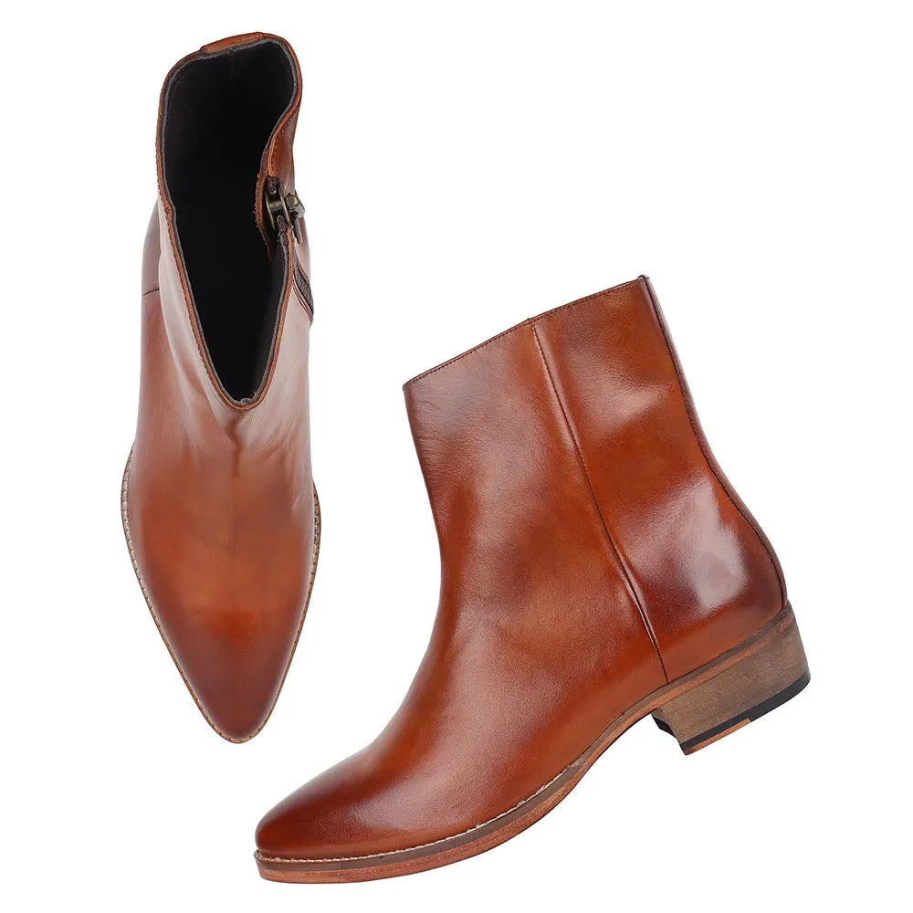 Tan Classic Zip Cowboy Boots