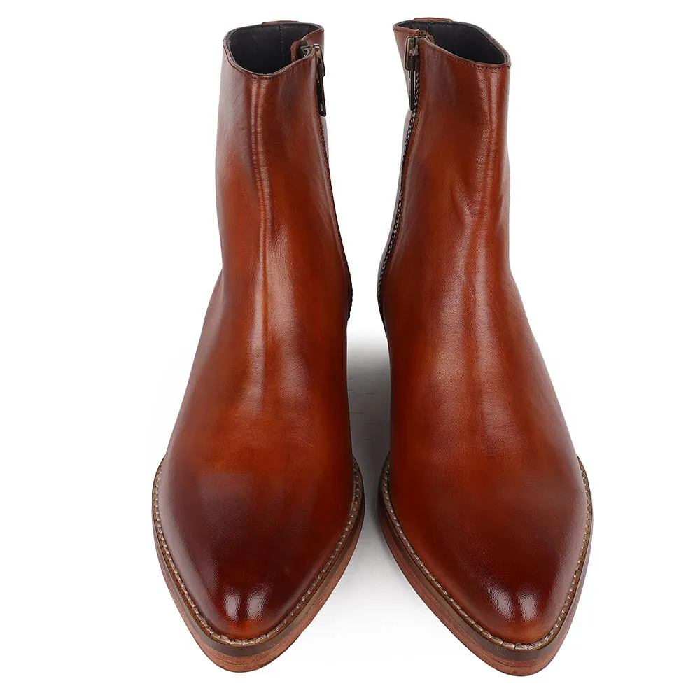 Tan Classic Zip Cowboy Boots
