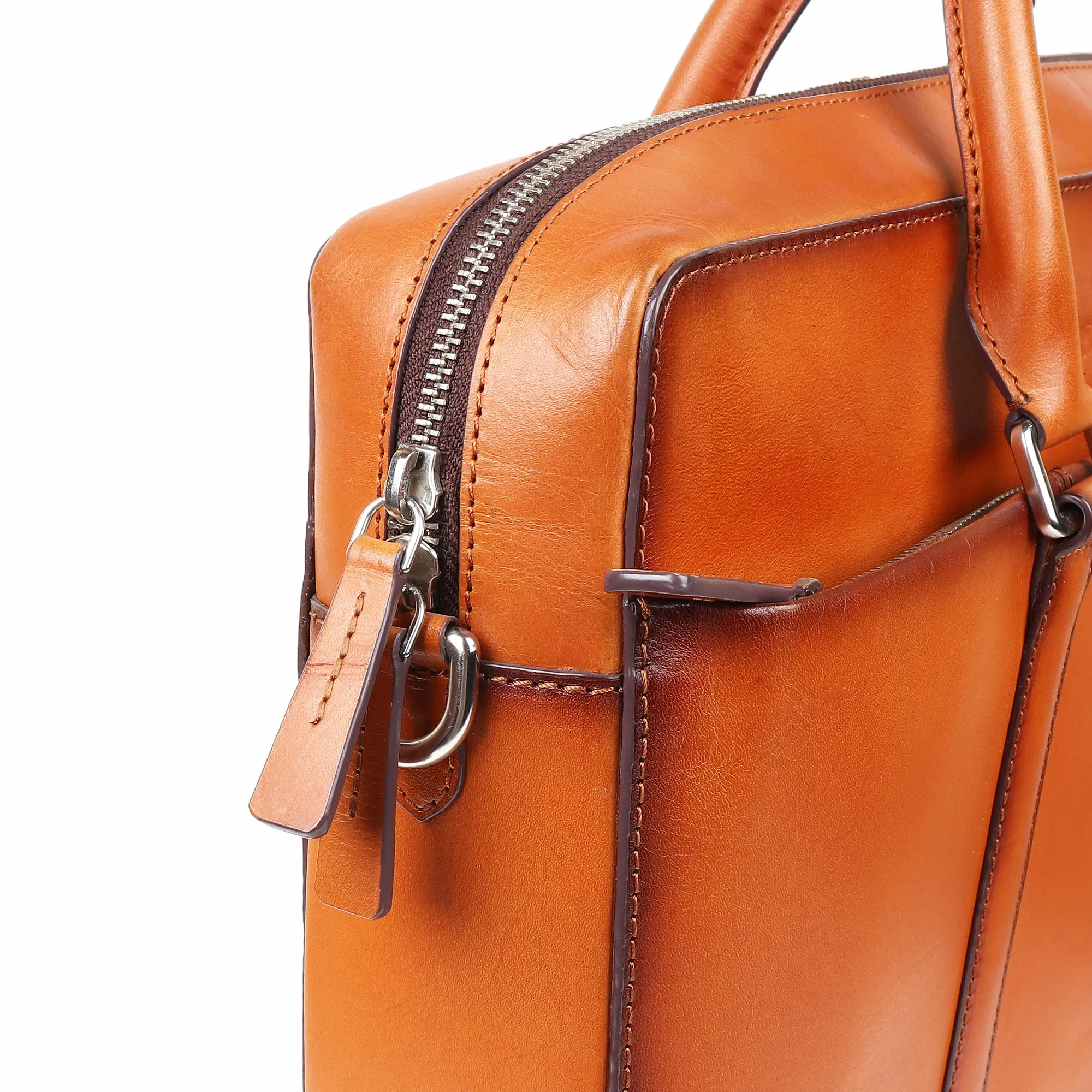 Tan Patina Classic Laptop Bag