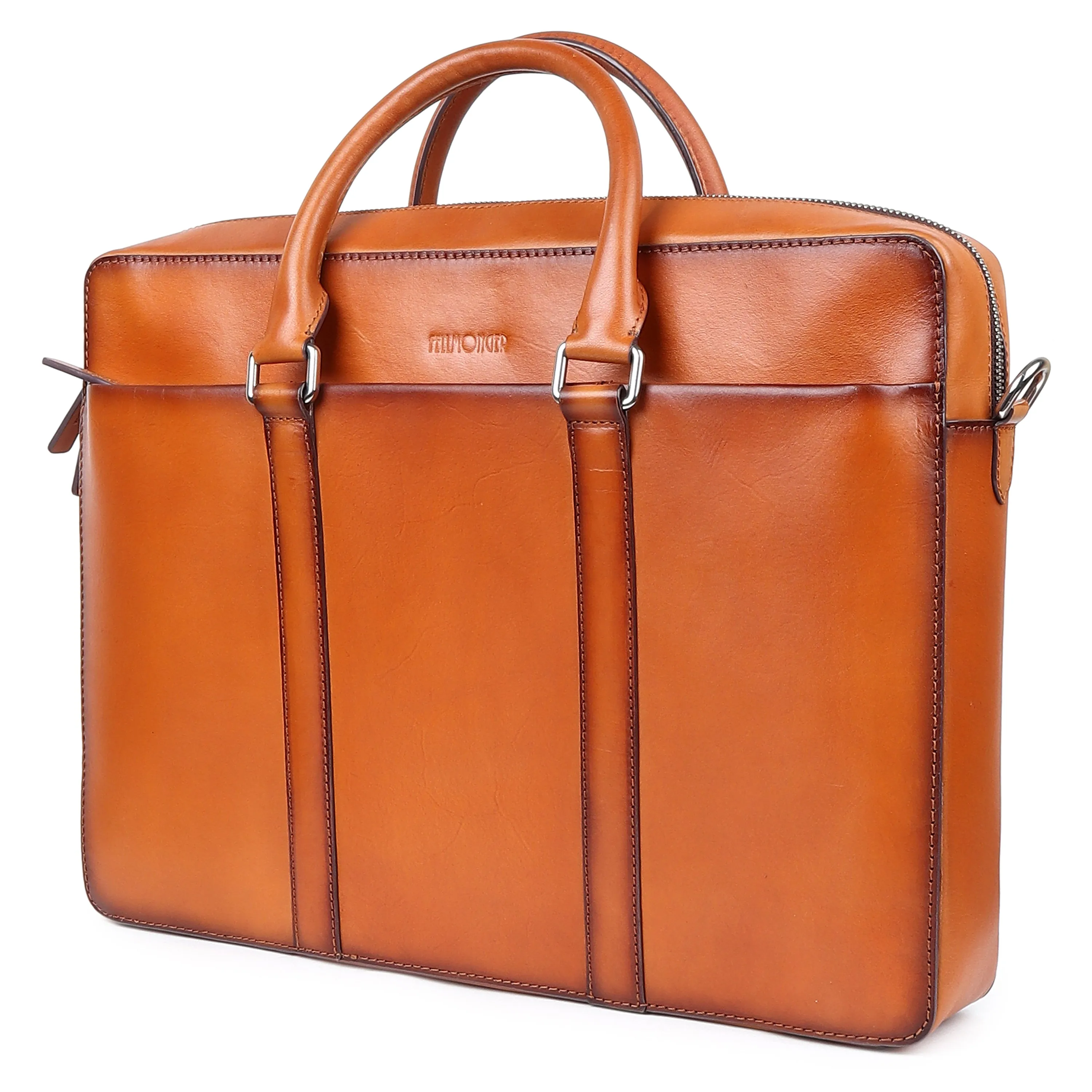 Tan Patina Classic Laptop Bag