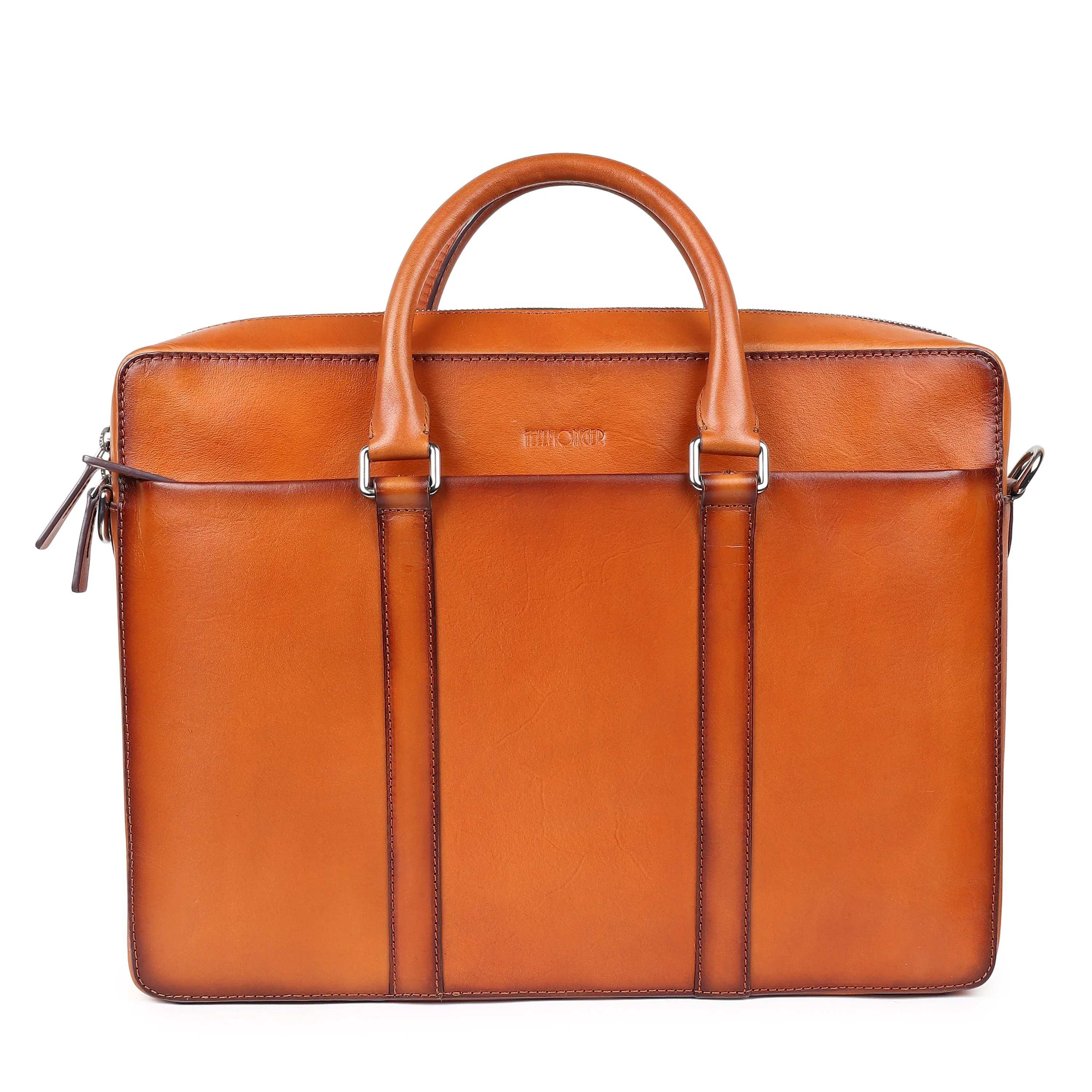 Tan Patina Classic Laptop Bag