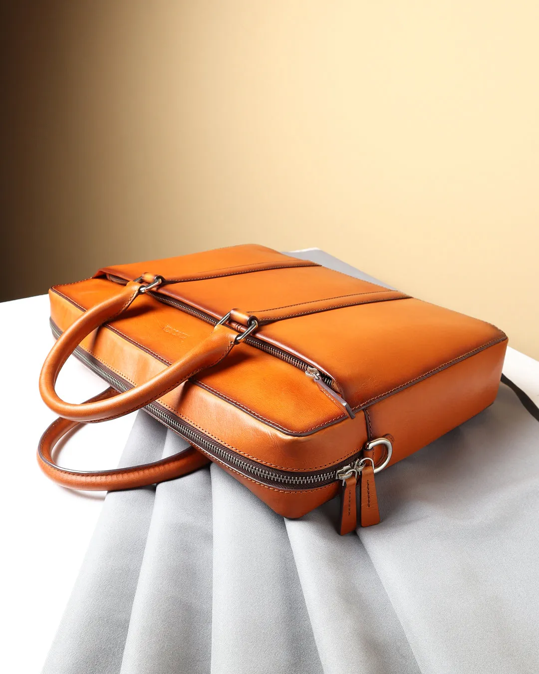 Tan Patina Classic Laptop Bag