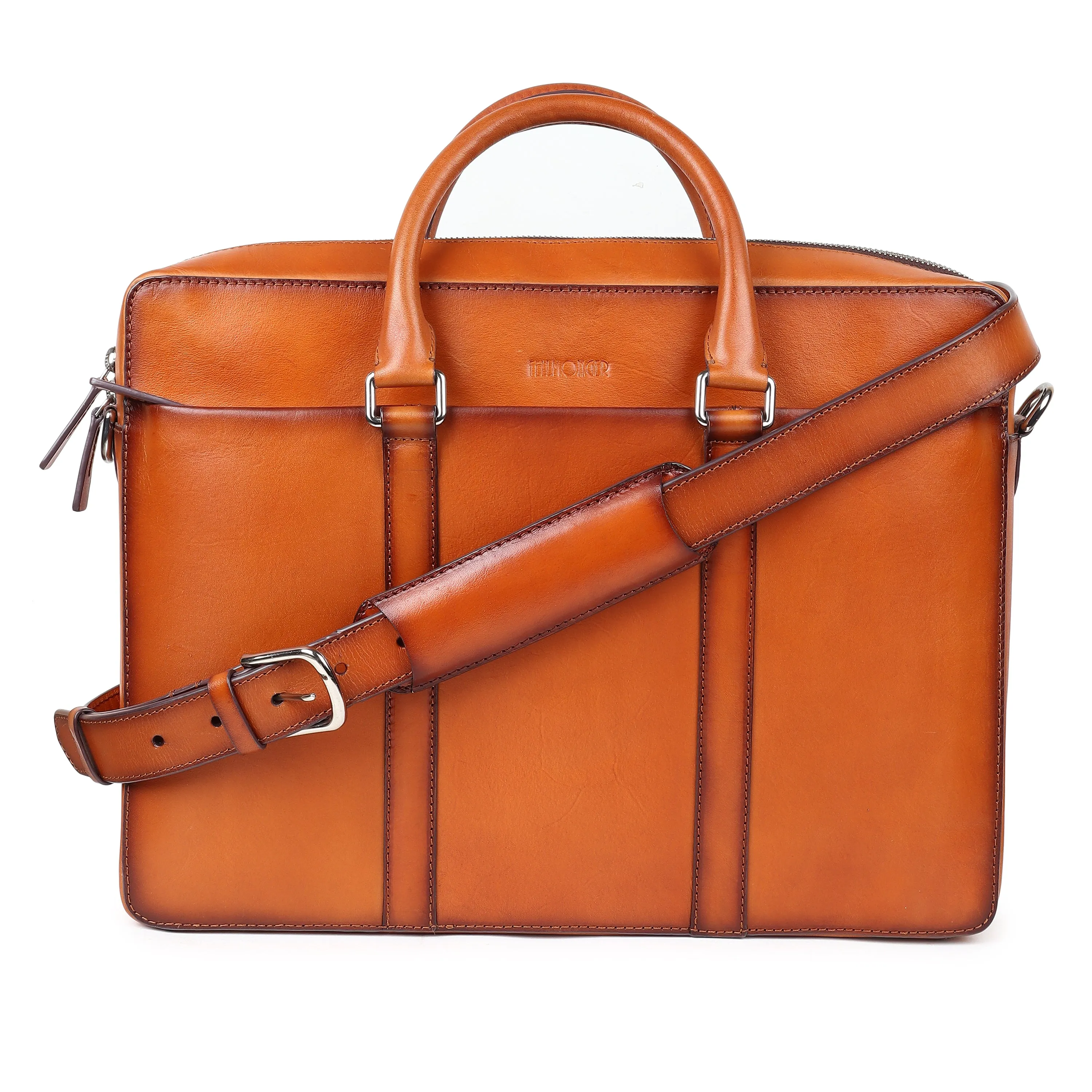 Tan Patina Classic Laptop Bag