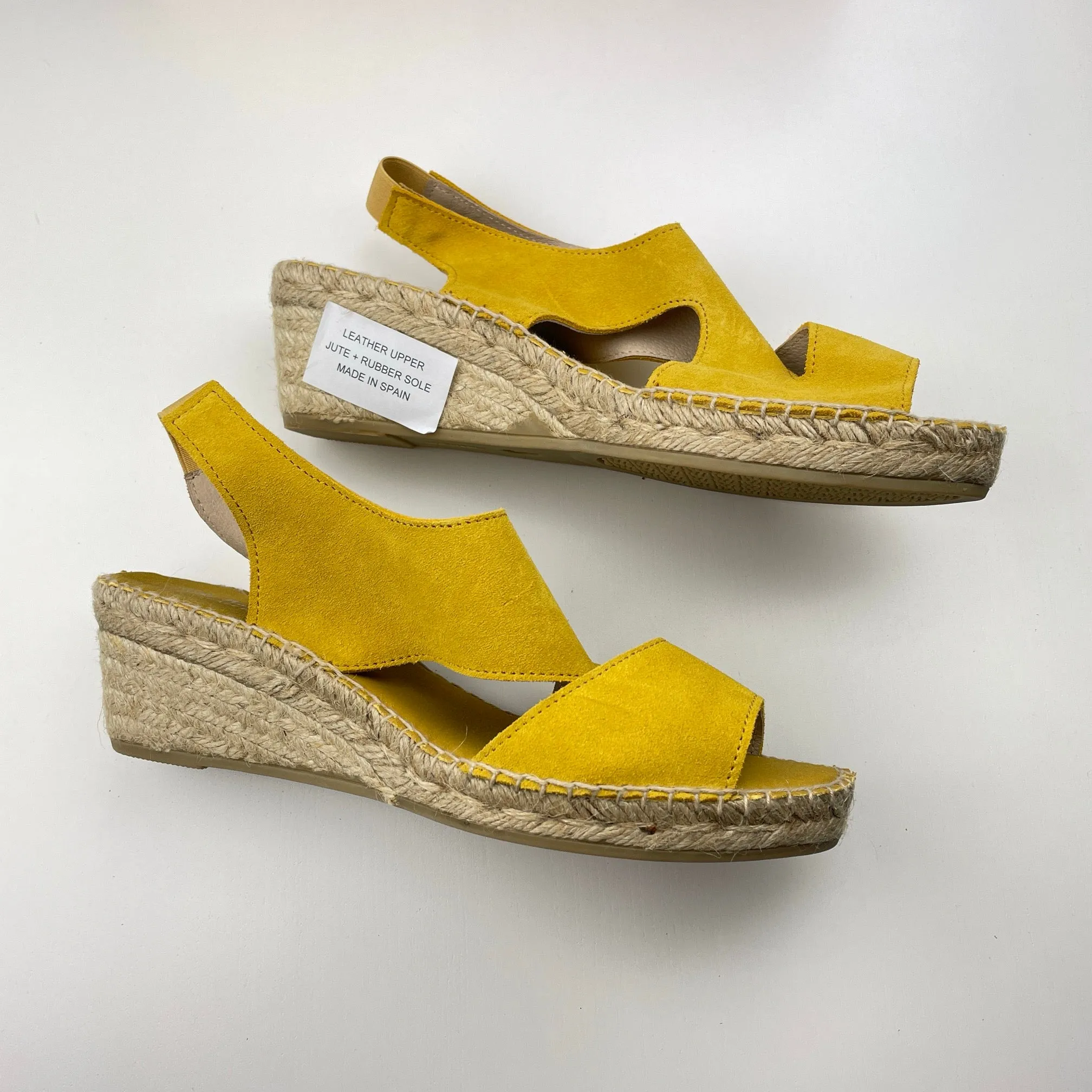 The Natural Shoe mustard suede leather espadrille wedge sandals, Made in Spain, EU 41, size 10, BNWT