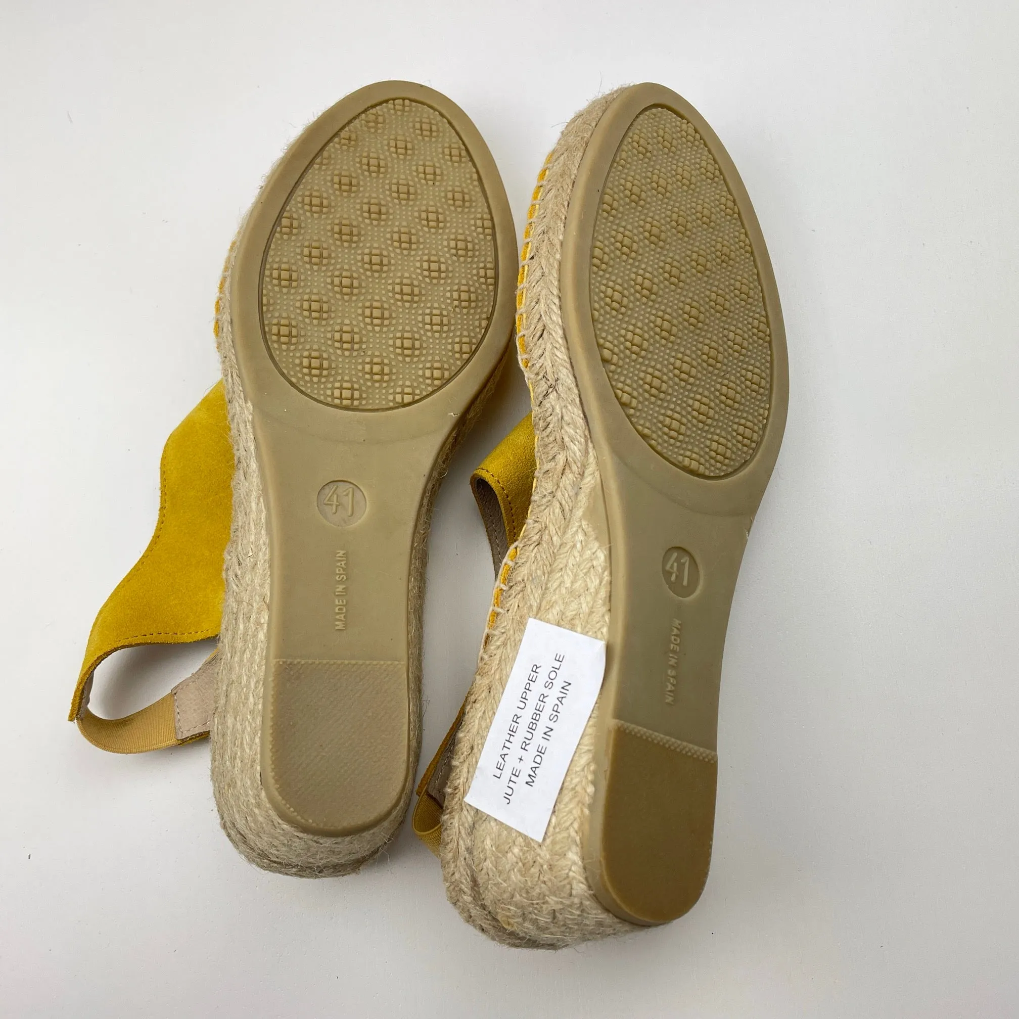 The Natural Shoe mustard suede leather espadrille wedge sandals, Made in Spain, EU 41, size 10, BNWT