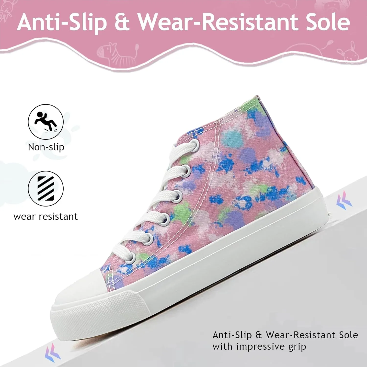 Toddler Sneakers for Girls Boys High Top Kids Lace Up Canvas Fashion Shoes Comfortable Classic Casual Running Walking Shoe