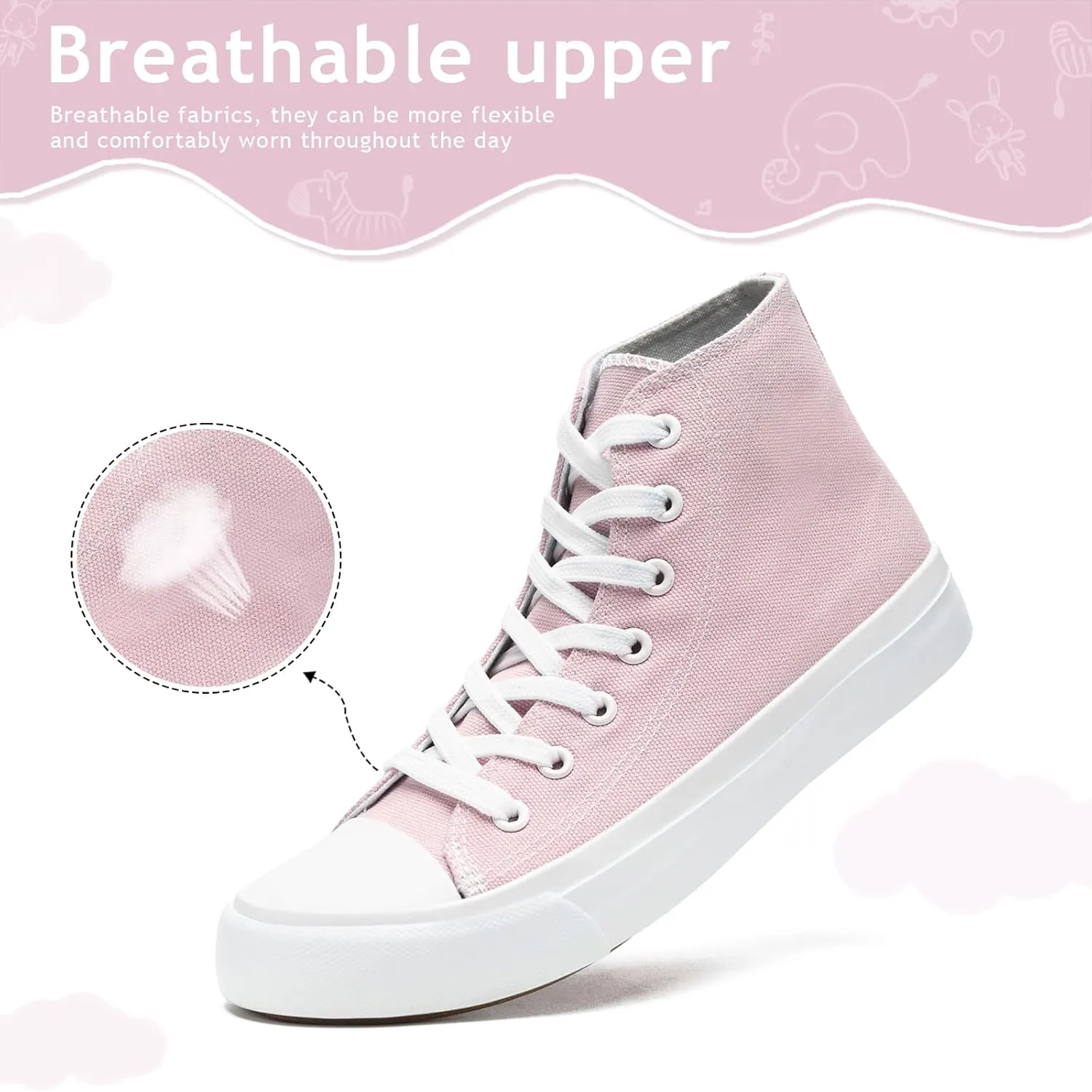 Toddler Sneakers for Girls Boys High Top Kids Lace Up Canvas Fashion Shoes Comfortable Classic Casual Running Walking Shoe