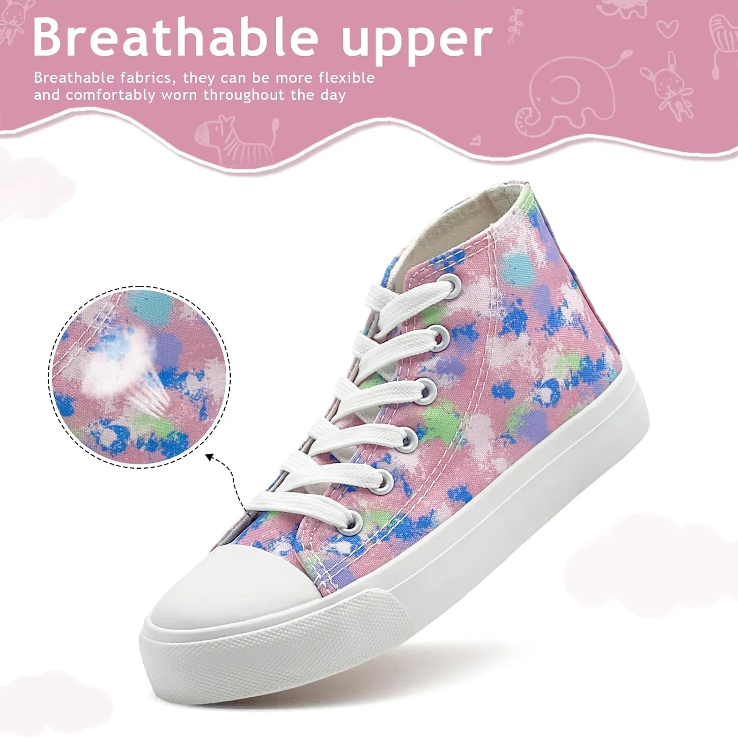 Toddler Sneakers for Girls Boys High Top Kids Lace Up Canvas Fashion Shoes Comfortable Classic Casual Running Walking Shoe