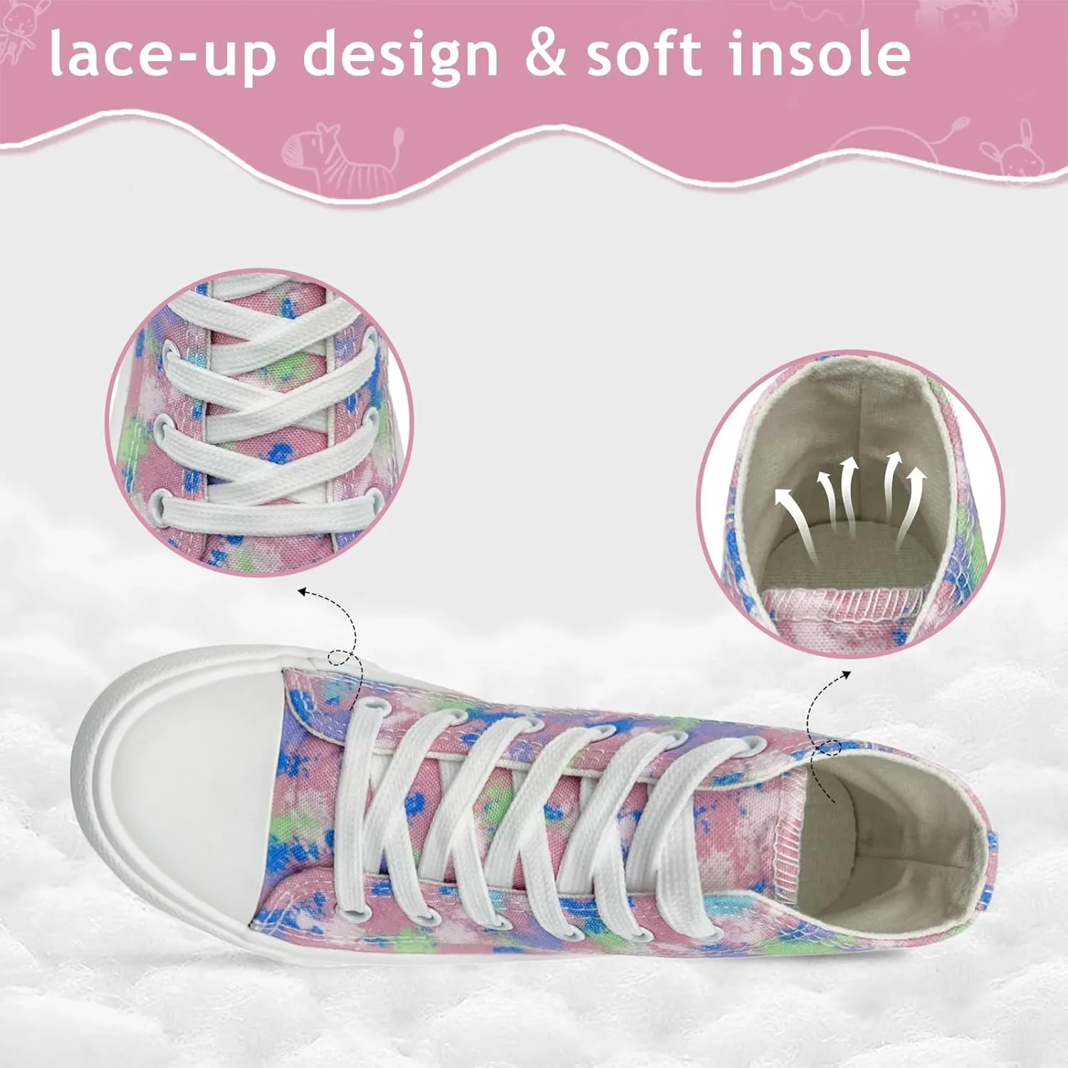 Toddler Sneakers for Girls Boys High Top Kids Lace Up Canvas Fashion Shoes Comfortable Classic Casual Running Walking Shoe