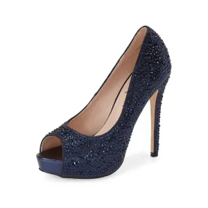 Toe Candie Lauren Bluetooth-enabled Peep Wholesale pricing 12 Lorraine Wedding Rhinestone Pumps Prom Platform Dress