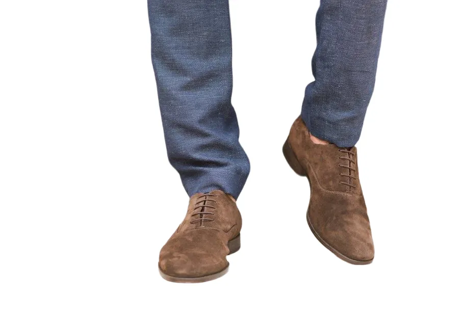 TOE OXFORD DRESS Best priced MEN'S BROWN KINGS PAIR SHOES CLASSIC THE PLAIN DEUCE SUEDE Remote-controlled OF