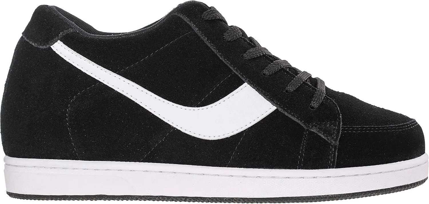 TOTO Men's Invisible Height Increasing Elevator Shoes - Black Suede Leather Lace-up Casual Campus Sneakers - 2.8 Inches Taller - A1914 - Size 10 D(M) US