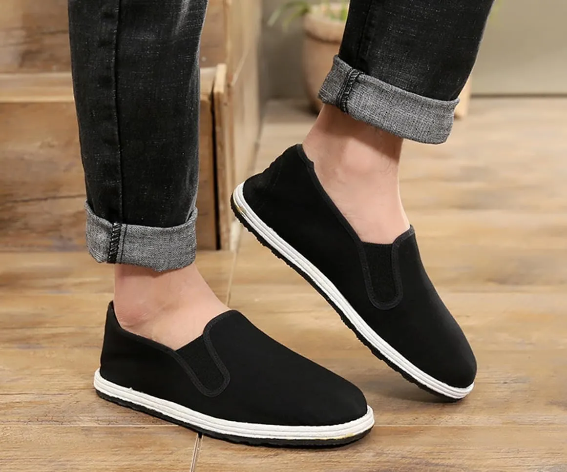 Traditional Chinese Handmade Cloth Shoes and kung fu Shoes Black