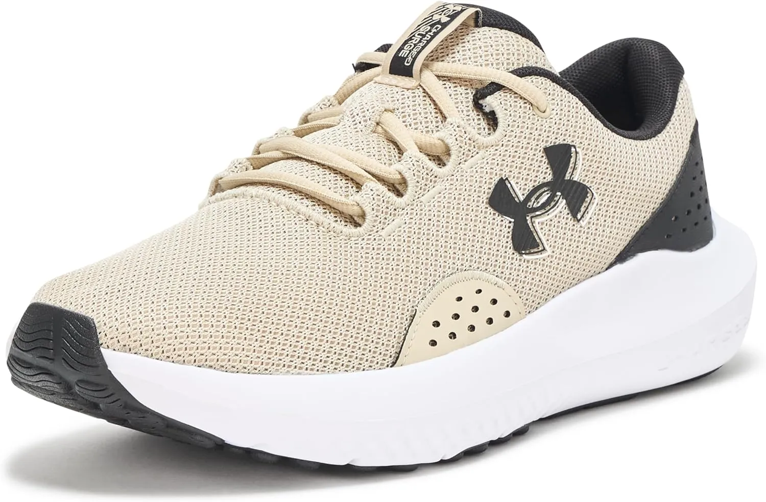 Under Armour Men's Charged Surge 4 Sneaker, Khaki Base/Black/Black, 8.5