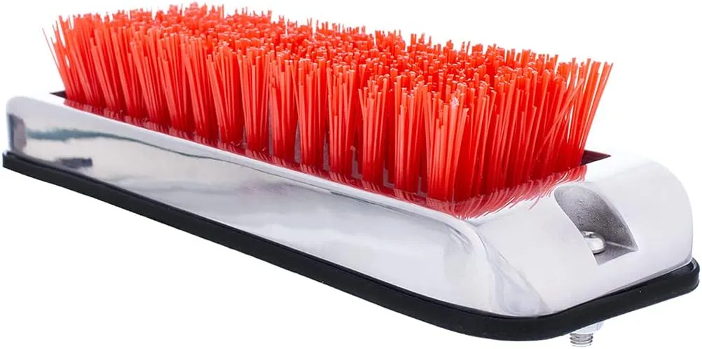 United Pacific 90055 Stainless Shoe/Boot Scraper w/Nylon Brush, 430 Stainless Steel Housing – Red Brush – ONE Unit