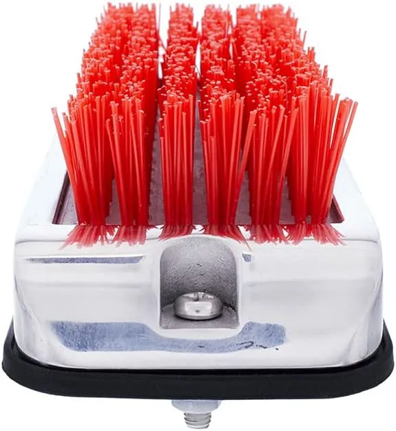 United Pacific 90055 Stainless Shoe/Boot Scraper w/Nylon Brush, 430 Stainless Steel Housing – Red Brush – ONE Unit