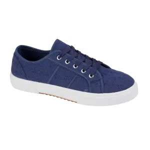 Urban Jacks Zita Women's Broderie Anglaise Lace Up Canvas Shoe Navy