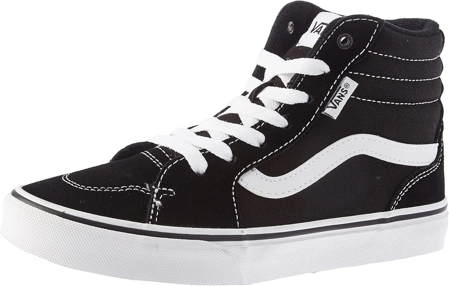 Vans Youth Filmore Shoe | Hi-Top Fashion Sneakers, Footwear for Work, Walking & Casual Wear, (Suede/Canvas) Black/White, 1.5