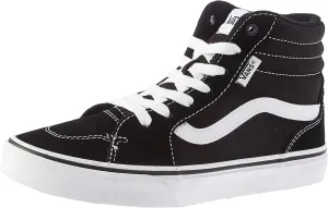 Vans Youth Filmore Shoe | Hi-Top Fashion Sneakers, Footwear for Work, Walking & Casual Wear, (Suede/Canvas) Black/White, 1.5