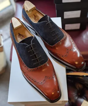 Vass Oxford - Navy Suede & Cognac Calf, UK 10, K last