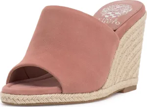 Vince Camuto Women's Fayla Wedge Sandal, Dark Pale Pink Suede, 9.5