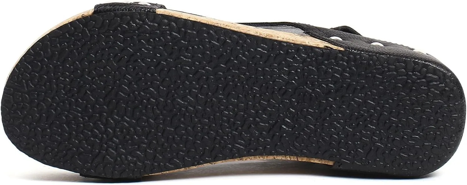 Wedges Heels for Women Dressy, Women's Cork Platform Wedge Sandals Low Heel Open Toe Ankle Strap Comfortable Orthopedic Wedges Ladies Casual Summer Shoes (a-Black, 7)