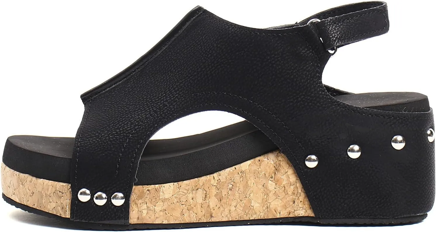 Wedges Heels for Women Dressy, Women's Cork Platform Wedge Sandals Low Heel Open Toe Ankle Strap Comfortable Orthopedic Wedges Ladies Casual Summer Shoes (a-Black, 7)