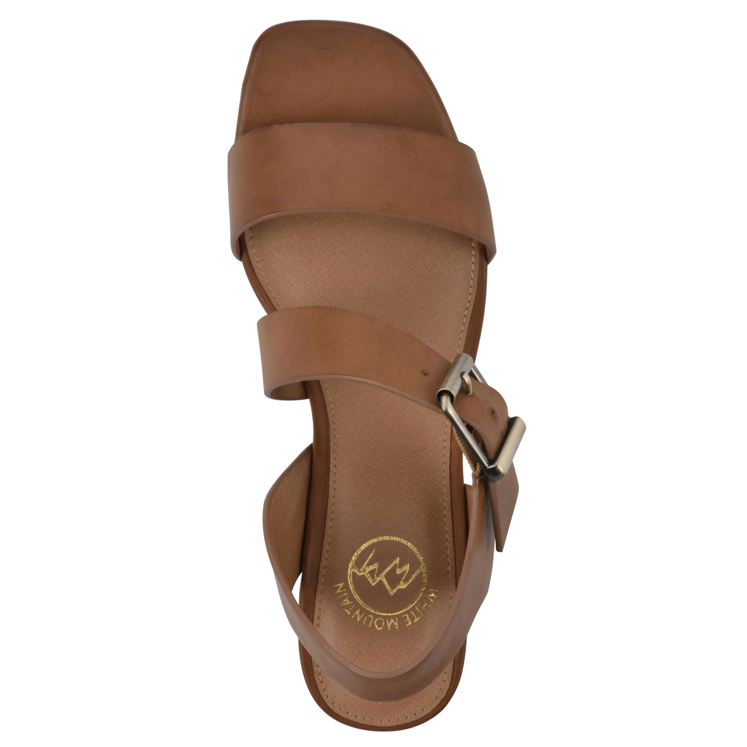 WHITE MOUNTAIN Women's Albatas Low Block Heel Sandal, Dk.Tan/Smooth, 6 M