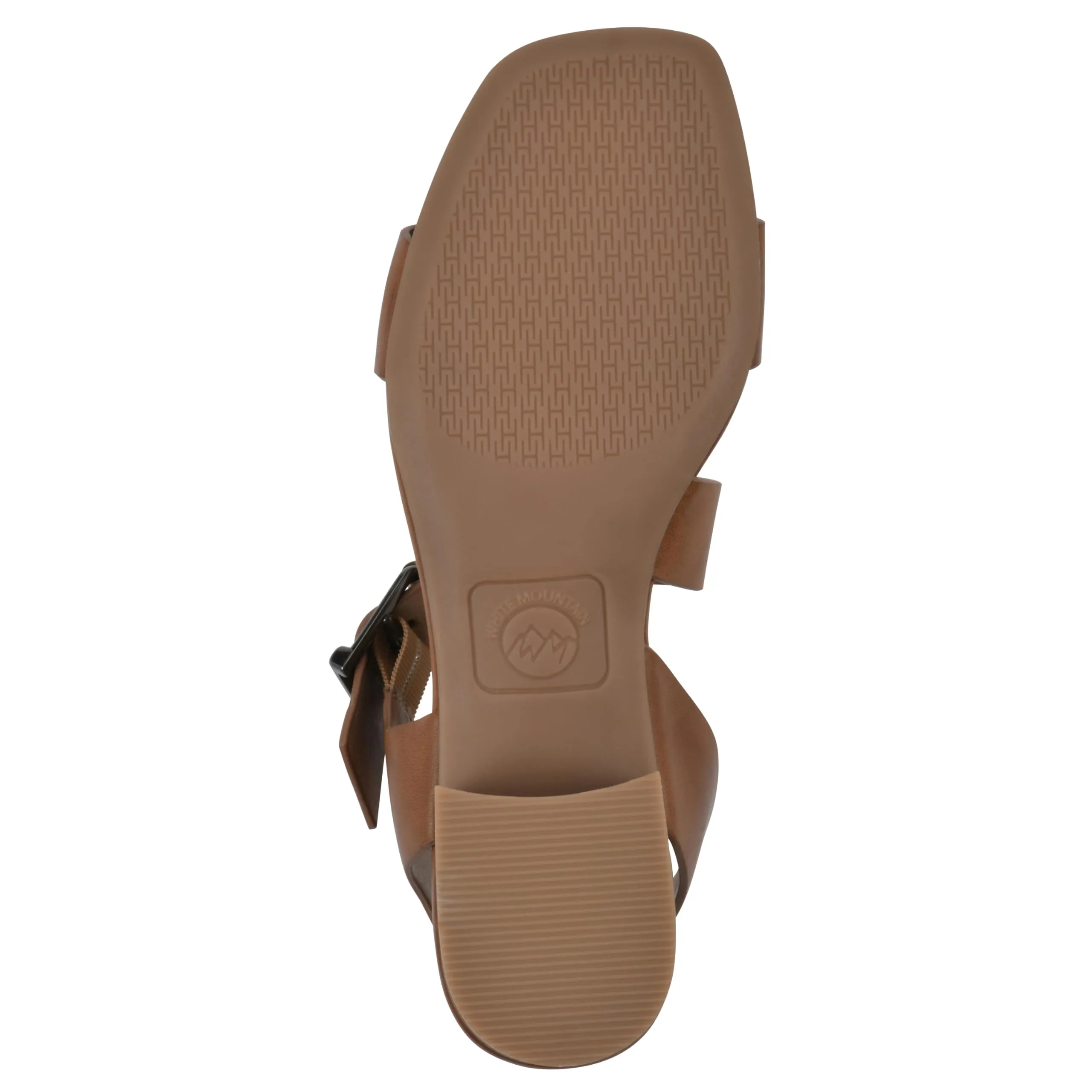 WHITE MOUNTAIN Women's Albatas Low Block Heel Sandal, Dk.Tan/Smooth, 6 M