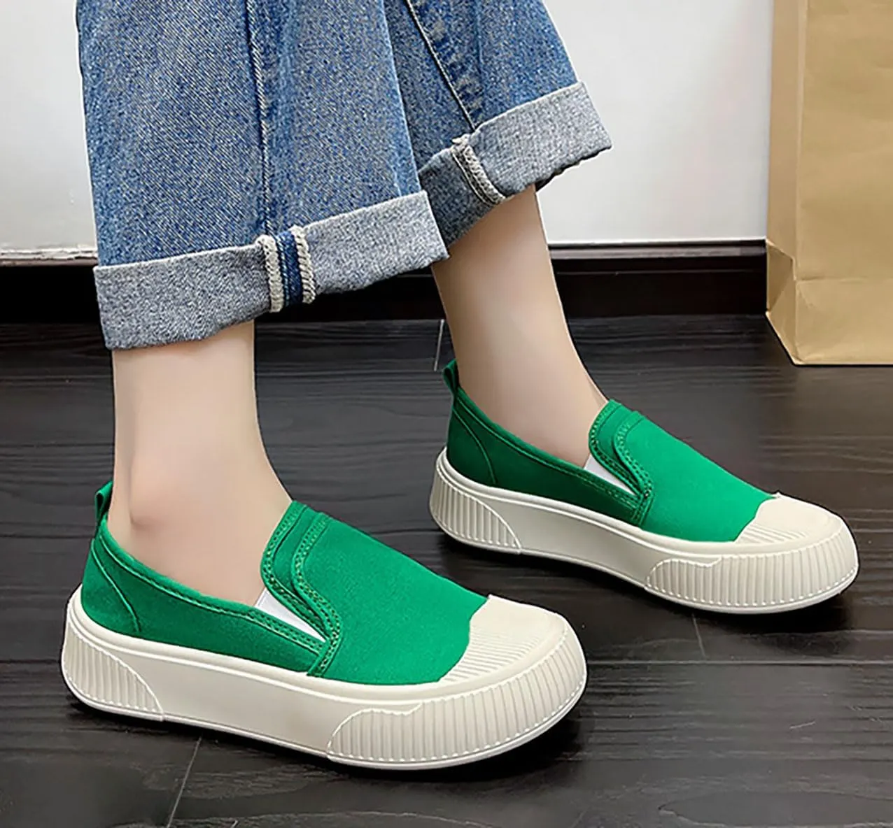 Women's Canvas Shoes Slip Shoes Cloud Slides Shoes Thick Bottom Shoes Board Shoes Walking Shoes Road Shoes Running Shoes Biscuit Shoes Flat One Stirrup Shoes Foam Household Shoes