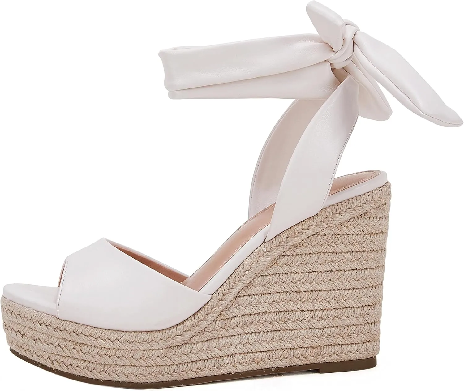 Womens Espadrilles Wedges Sandals Heels Open Toe Tie Lace Up Platform Ankle Strap Summer Dress Shoes