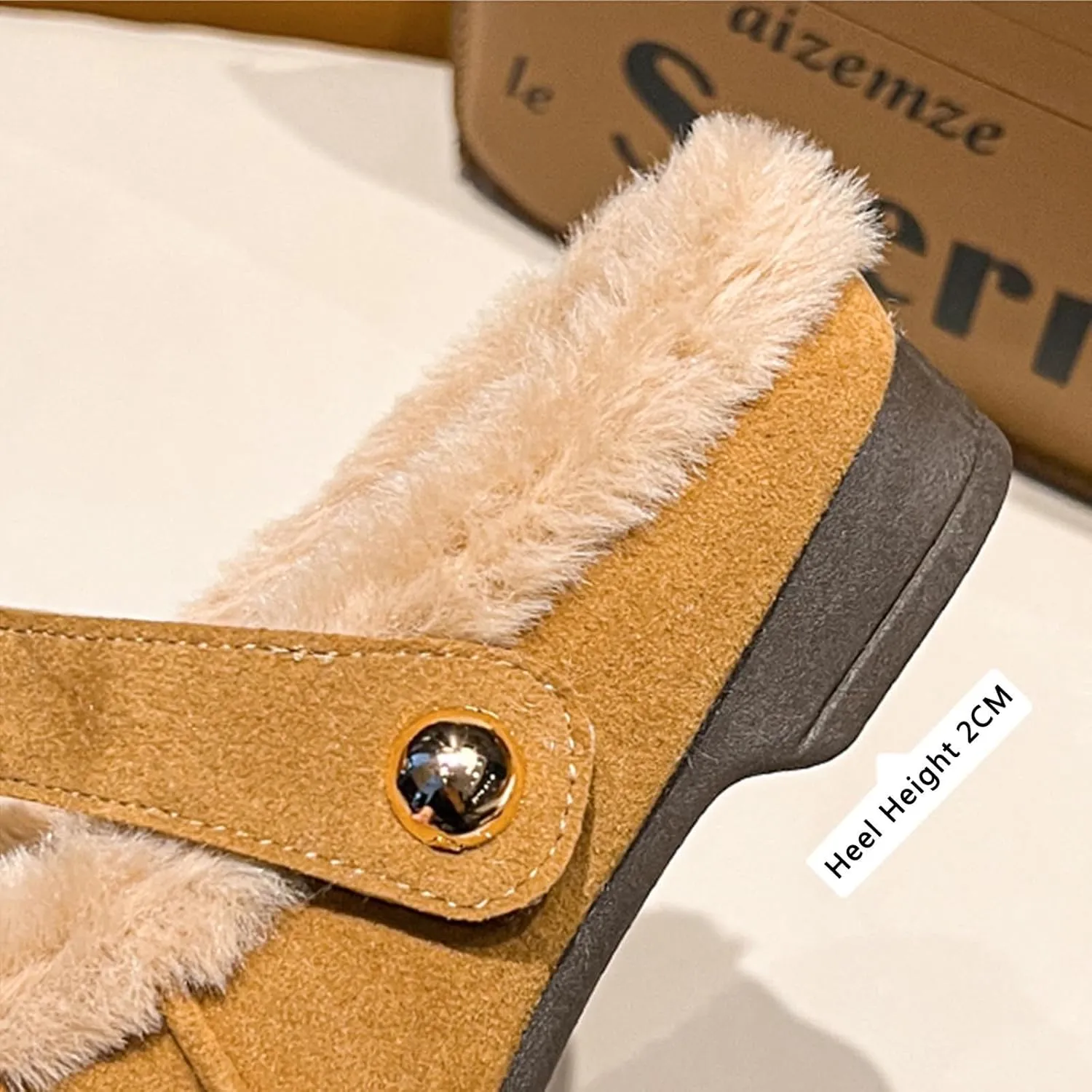 Women's Fur Lined Clogs Lady Suede Cork Clogs Slip On Wedge Clogs Winter Warm Fuzzy Platform Clogs Slippers