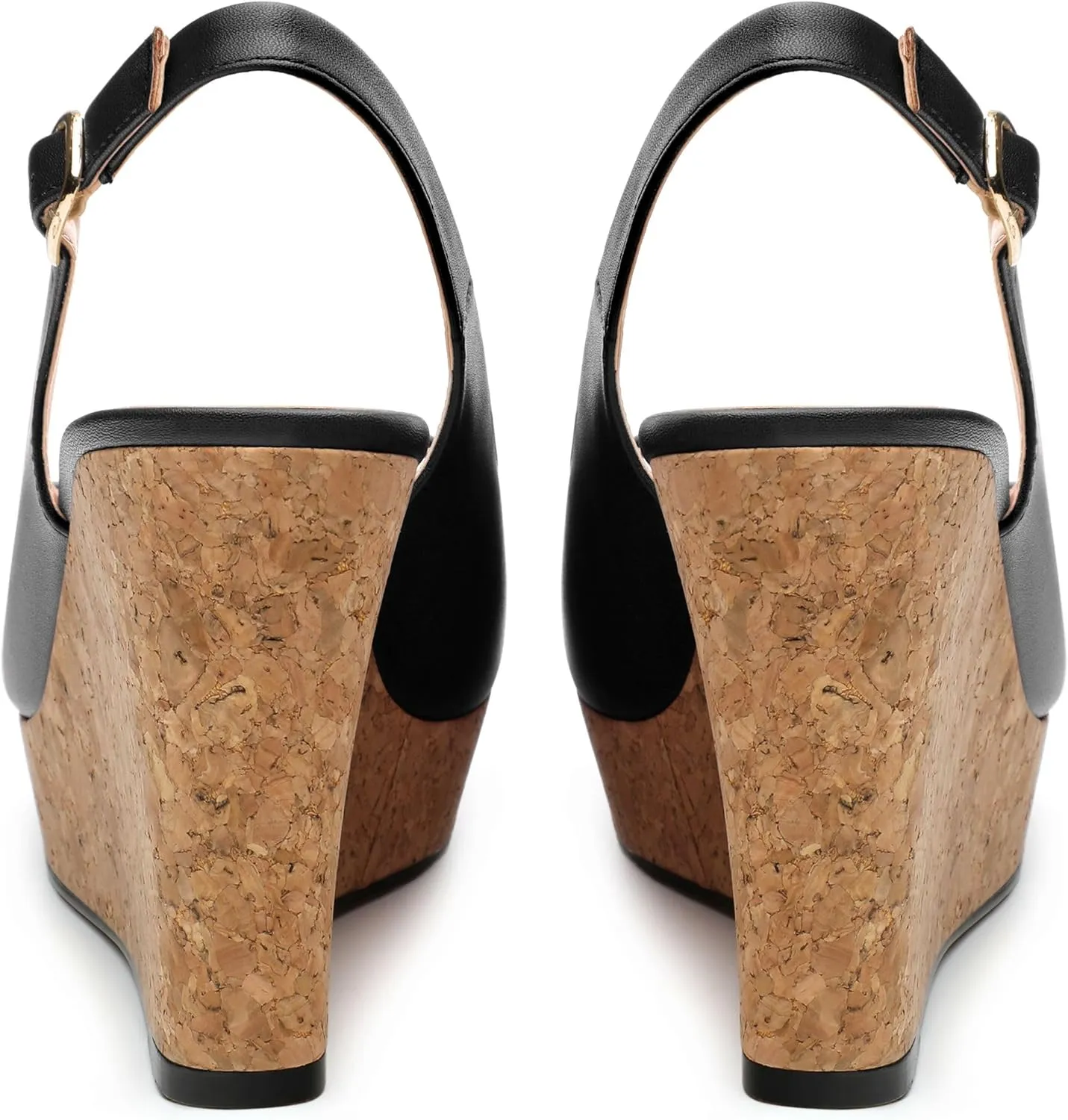 Womens Peep Toe Wedge Heels Matte Fashion Cork Slingback Pumps Platform Wedge Sandals 3.94 Inches