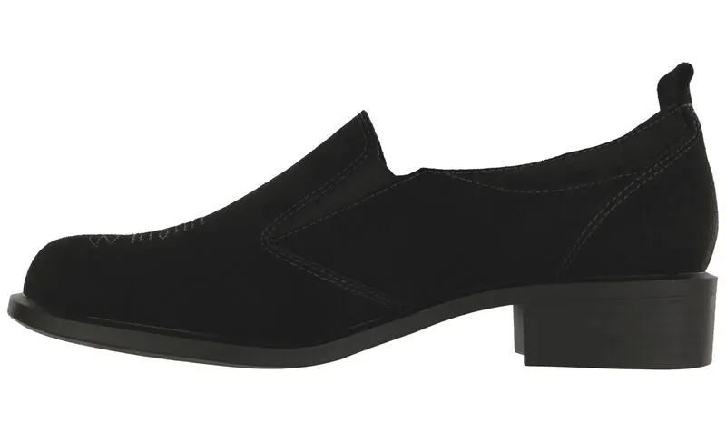 Women's Saddle Oxford Dress Shoe in Black Suede