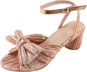 Womens Sandals Bow Decoration Soft Satin Chunky Heels Ankle Strap Wedge Sandals Summer Wedding Party Sandals Women