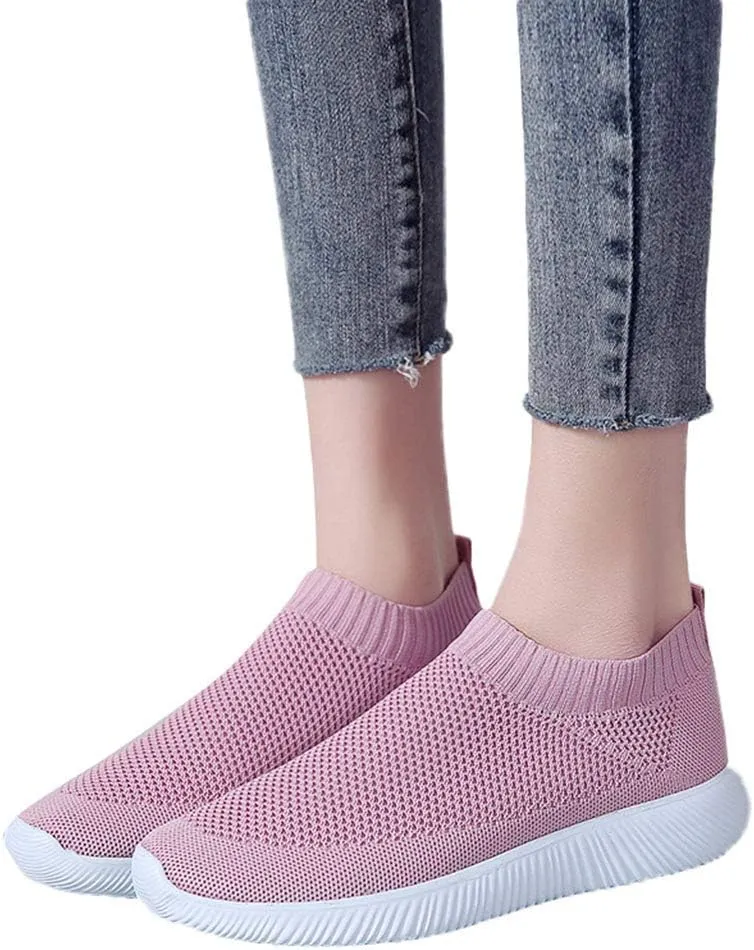 Women's Slip On Walking Shoes Running Comfortable Non Slip Work Shoes Women High Top Casual Tennis Shoes Slip On Sneakers White Tennis Shoe White Loafers