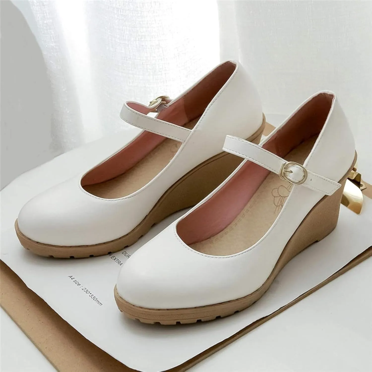 Women's Thick Soled Mary Janes High-Heeled Formal Shoes, Paired with Synthetic Leather Ankle Straps