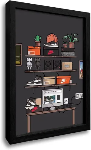 WOOTONG Hypebeast Sneaker Poster, Sneaker Wall Art Decor,AJ Wall Art Teen Boy Room Girl Room Wall Art Printed Sneaker Air Sneaker Shoebox Collection (Black Frame, 8" x 10")