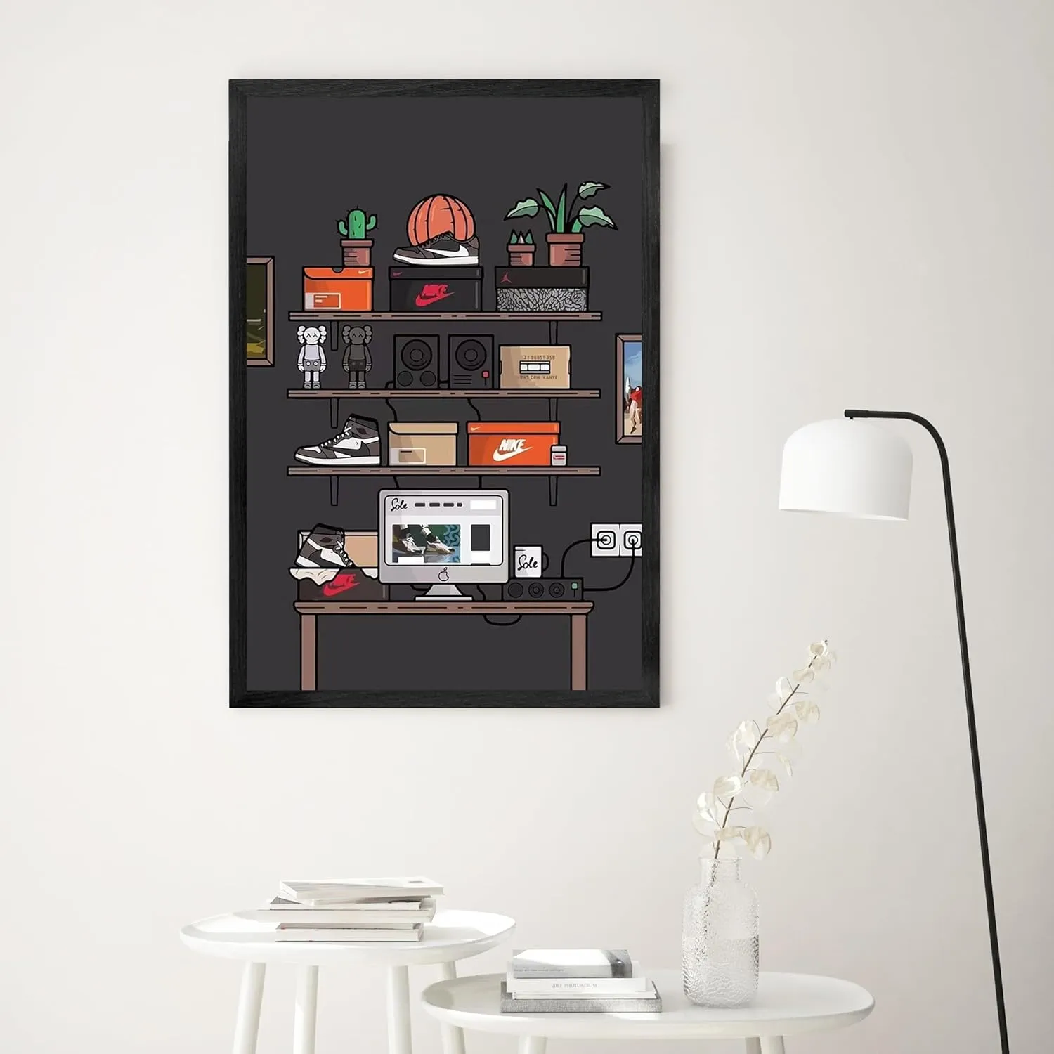 WOOTONG Hypebeast Sneaker Poster, Sneaker Wall Art Decor,AJ Wall Art Teen Boy Room Girl Room Wall Art Printed Sneaker Air Sneaker Shoebox Collection (Black Frame, 8" x 10")
