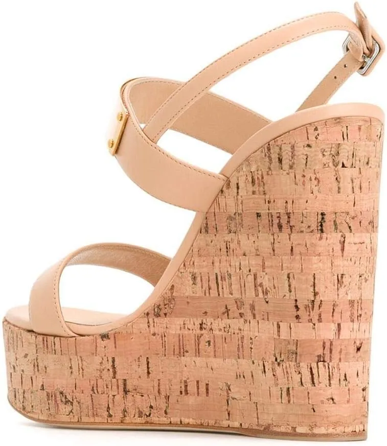 XYD Women Platform Wedge Cork High Heels Sandals Open Toe Strappy Slingback Dress Shoes with Buckle Shoes