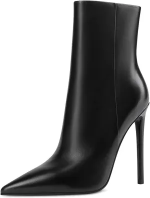 XYD Women's Pointed Toe Ankle Boots, Classic Stilettos High Heels, Zipper Side, Fashion Dress Office Lady Solid Color Booties Shoes