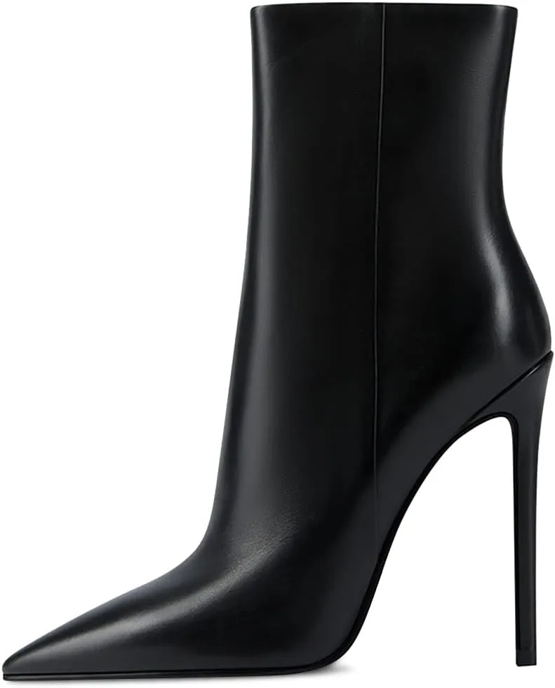 XYD Women's Pointed Toe Ankle Boots, Classic Stilettos High Heels, Zipper Side, Fashion Dress Office Lady Solid Color Booties Shoes