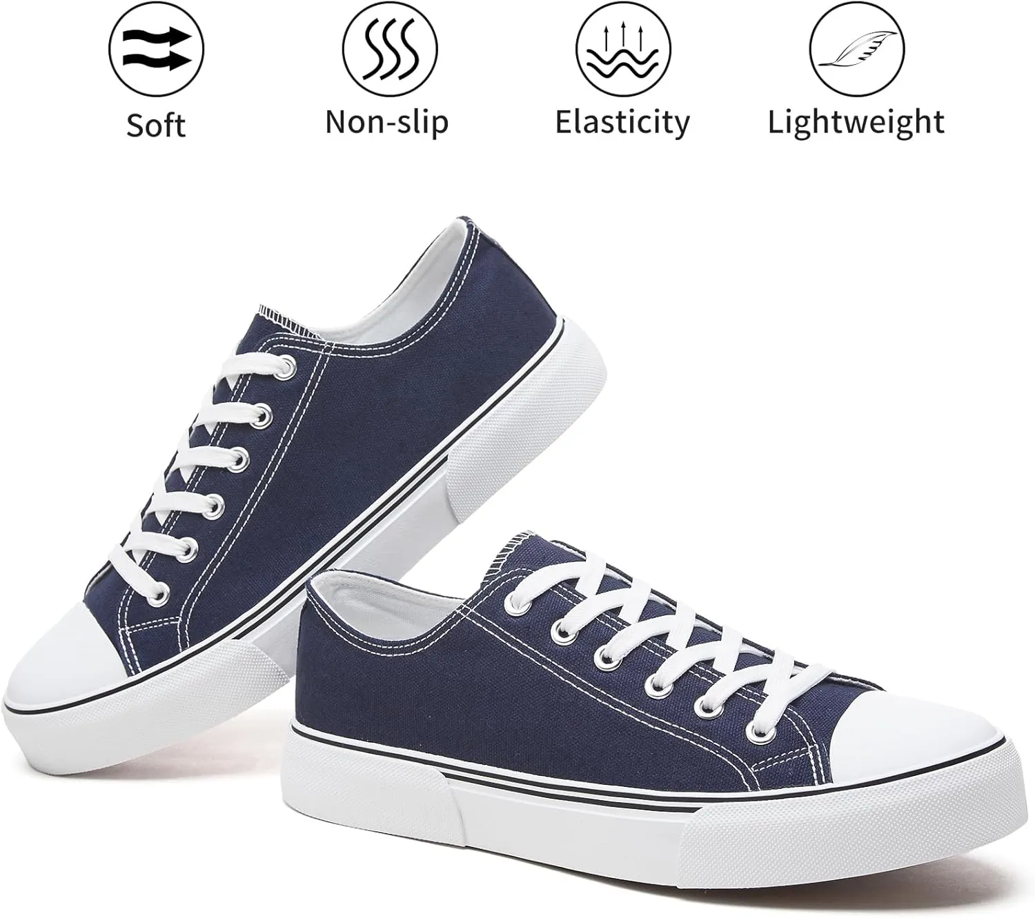 yageyan Men Canvas Low top Shoes Classic Casual Sneakers Black and White Fashion Shoes