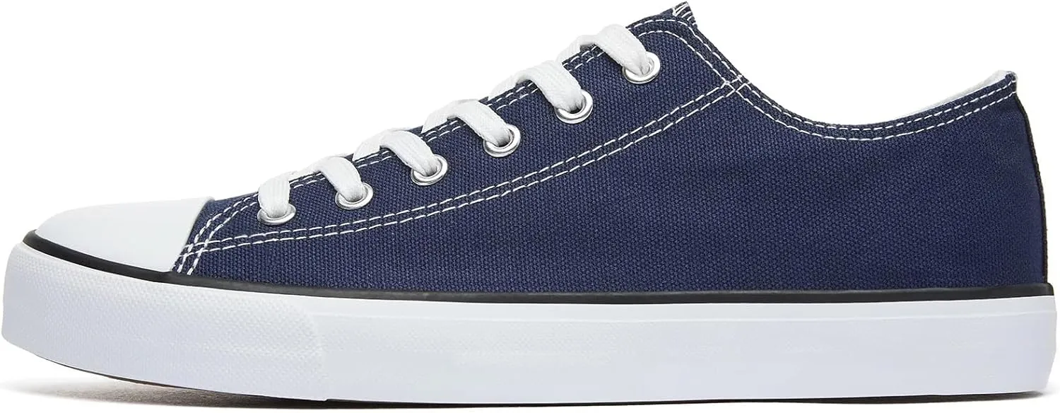 yageyan Men Canvas Low top Shoes Classic Casual Sneakers Black and White Fashion Shoes