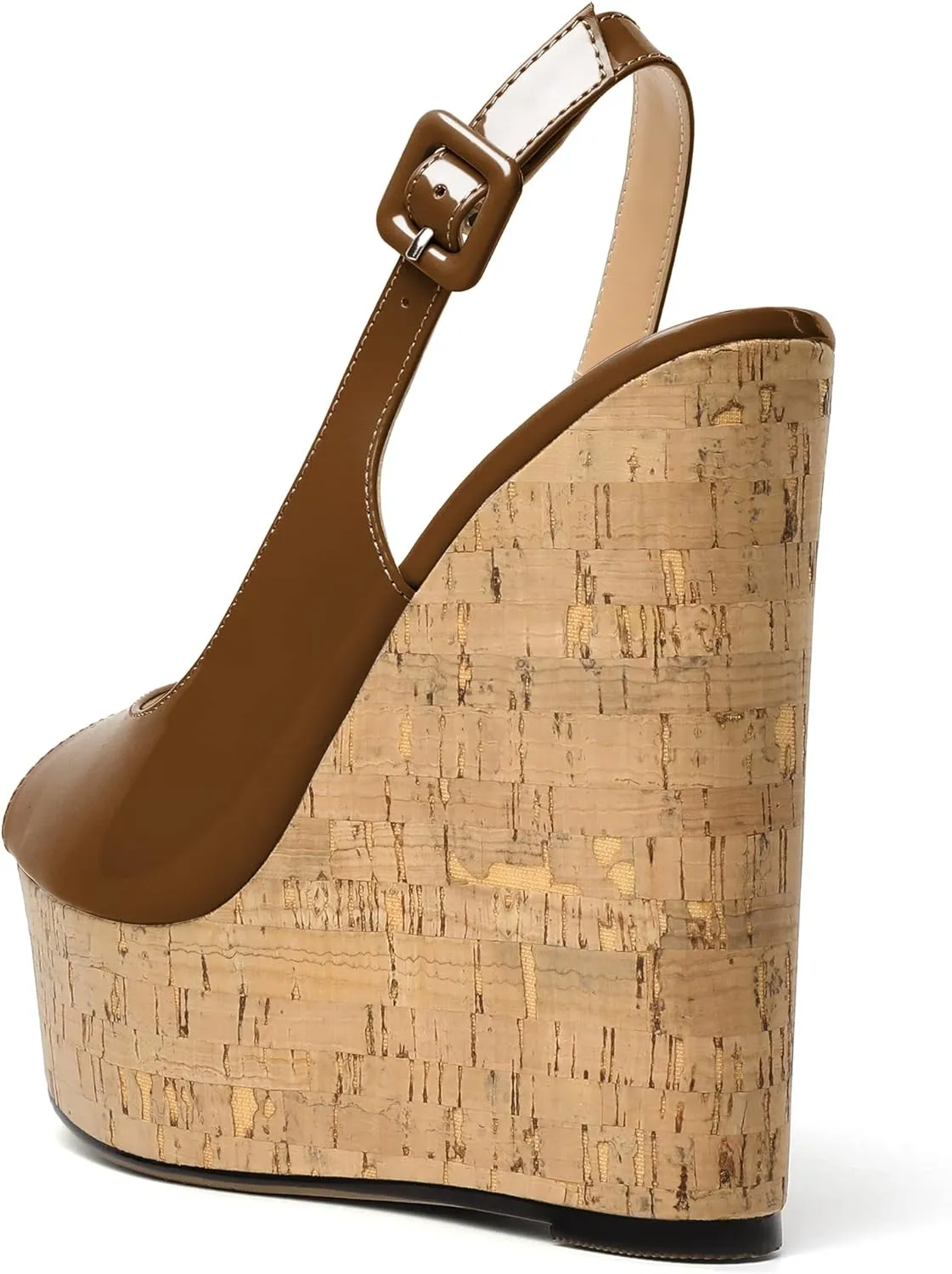YODEKS Women's Platform Sandals Wedge Heel Peep Toe High Heeled Pumps Platform Wooden Heel Summer Wedge Heels Shoes