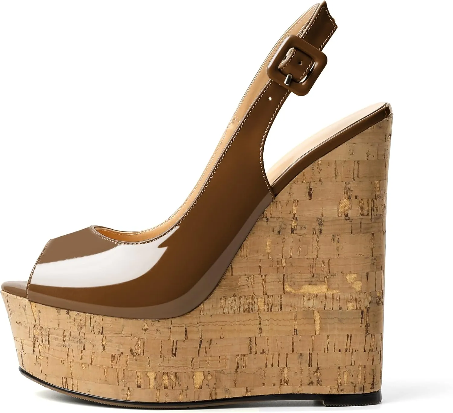 YODEKS Women's Platform Sandals Wedge Heel Peep Toe High Heeled Pumps Platform Wooden Heel Summer Wedge Heels Shoes